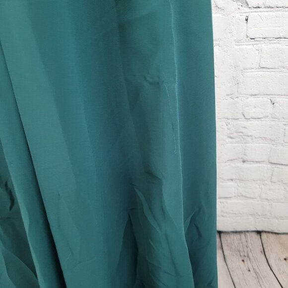 Azazie Dark Green Chiffon Tie Back Padded Bridesmaid Maxi Dress Gown Size C - Picture 16 of 16